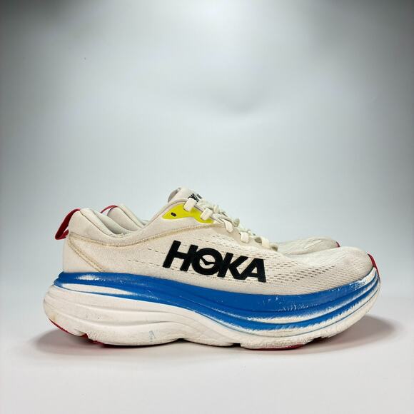 Hoka One One Bondi 8 White Blue Running Shoes Sneakers 1123202 BVR Men’s Size 7D main image 11